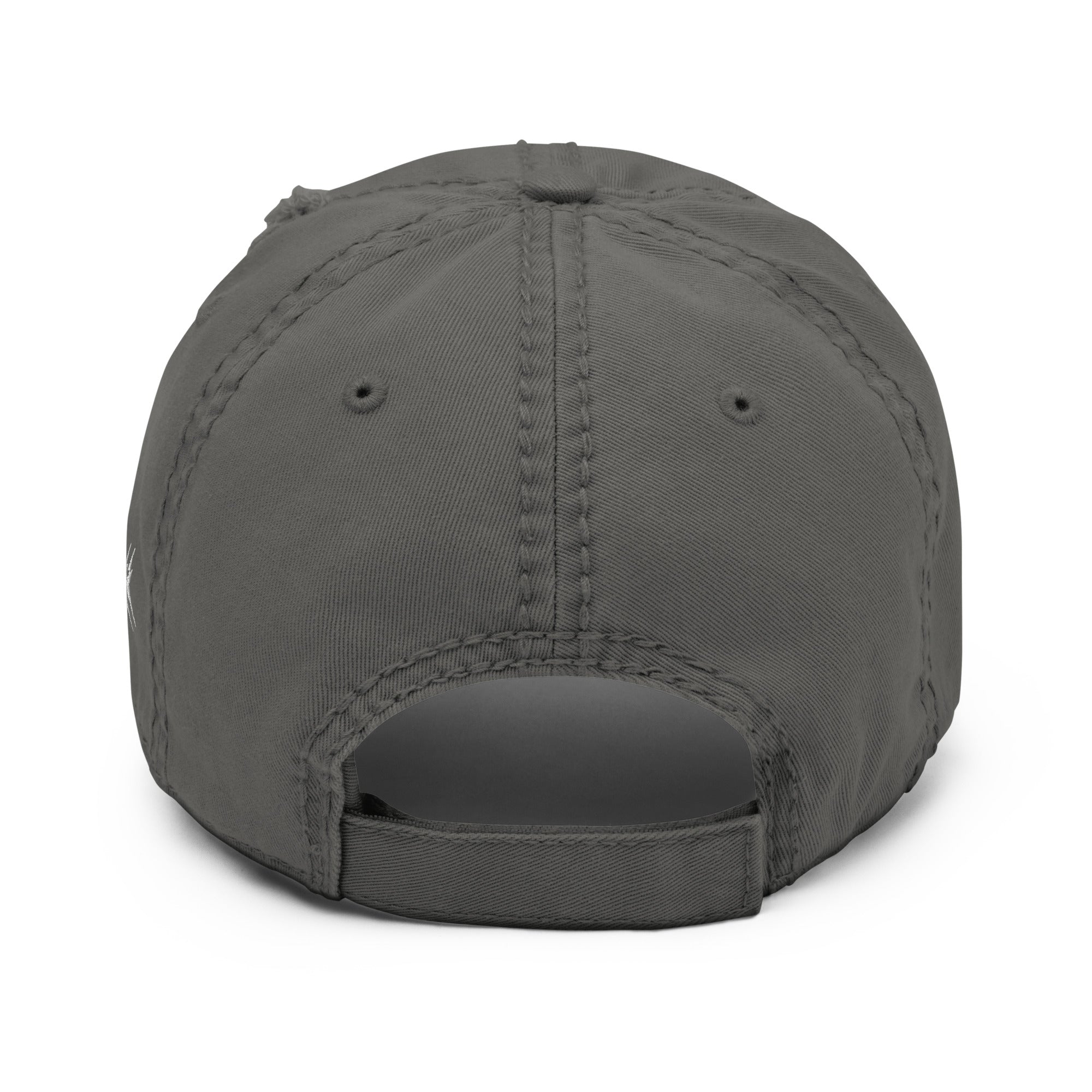 Mosaix Distressed Hat in Charcoal Grey - Premium Cotton Twill Cap with Unique Design