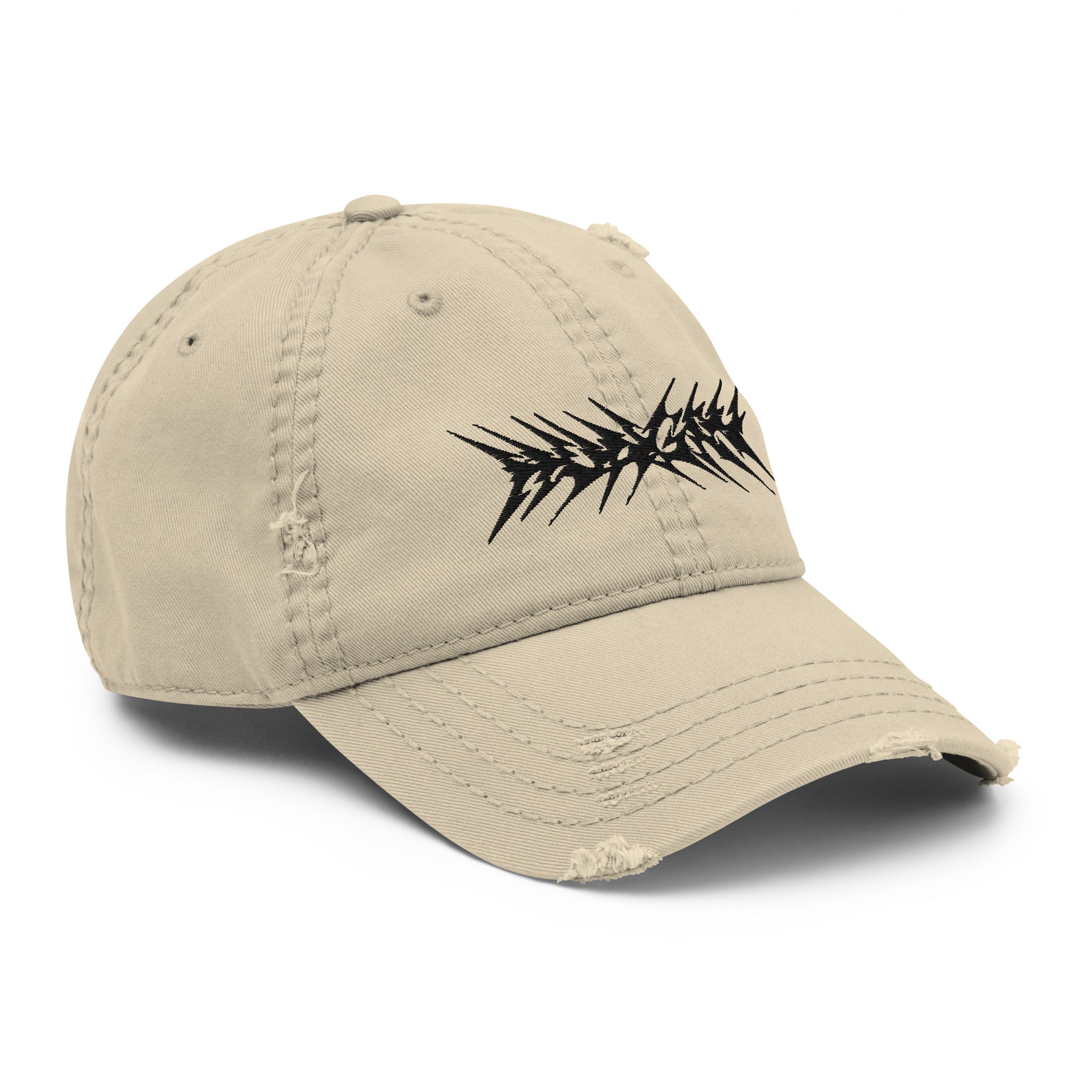 Khaki Distressed Hat from Hungry Collections with adjustable strap.