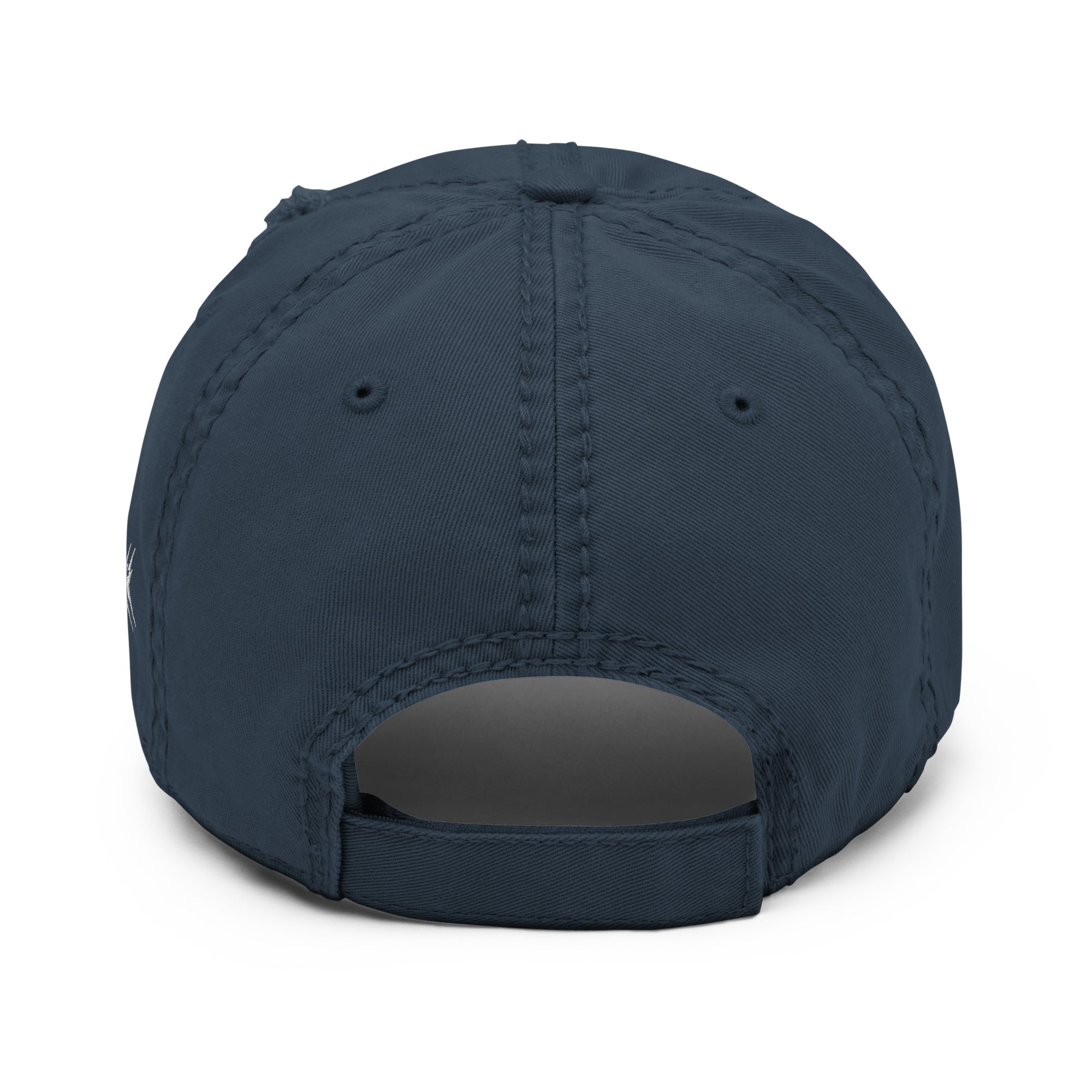 Mosaix Distressed Hat in Navy - Premium Cotton Twill Cap with Unique Design