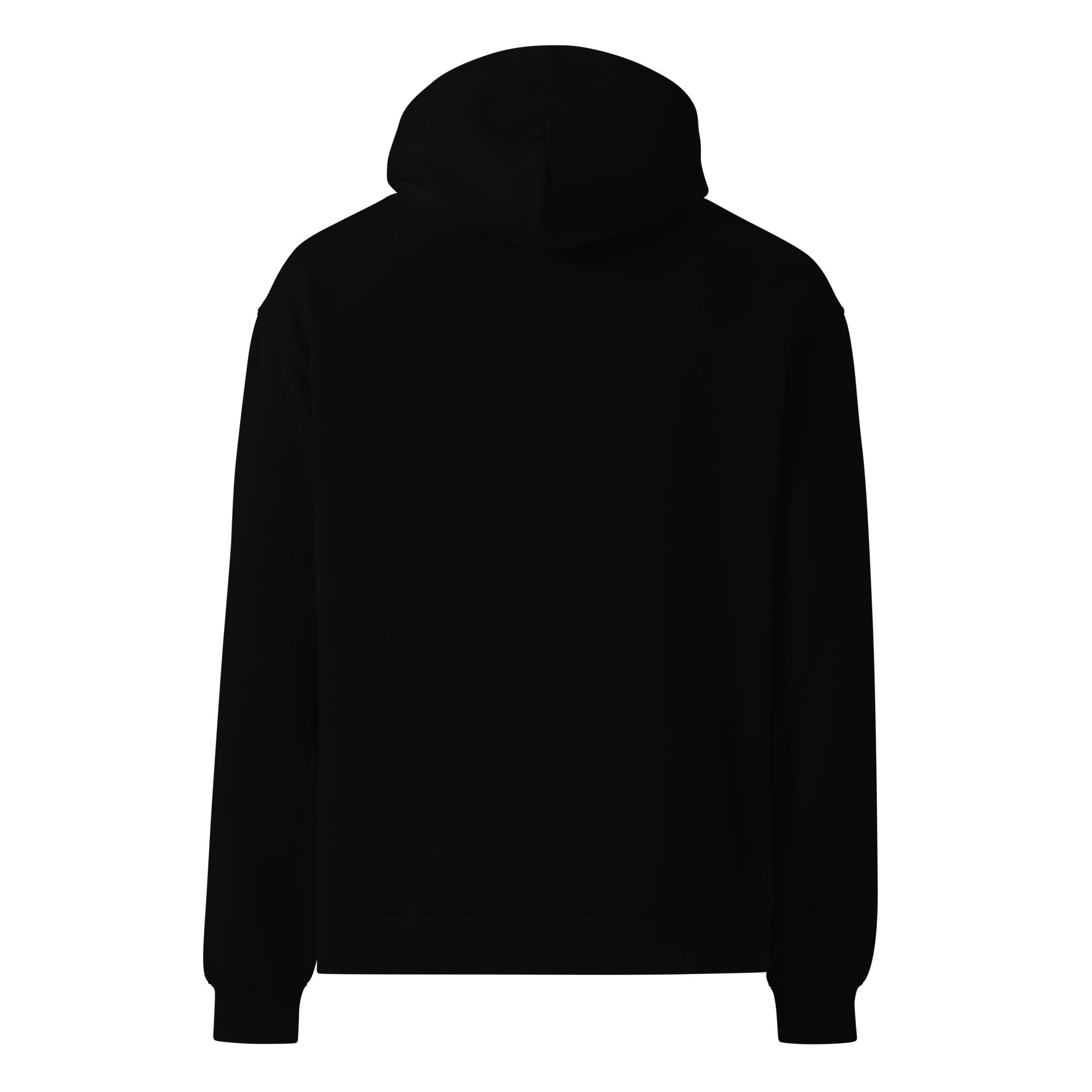 Black Oversized Hoodie from Hungry Collections with logo on the front.